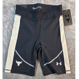 Under Armour Project Rock Bike‎ Short Women Small Black HeatGear Compression NWT
